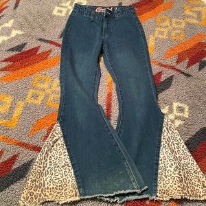 Cheetah Bell Bottom Cowgirl Hardware Girls Jeans